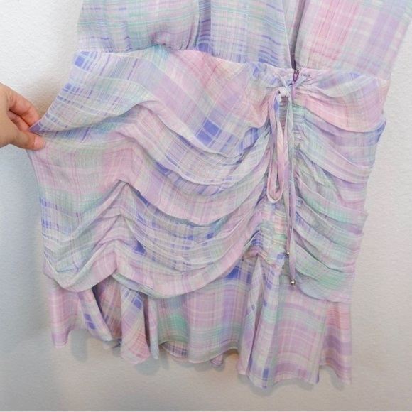 Veronica Beard Dakota Plaid Silk Mini Dress Lilac - Picture 8 of 11